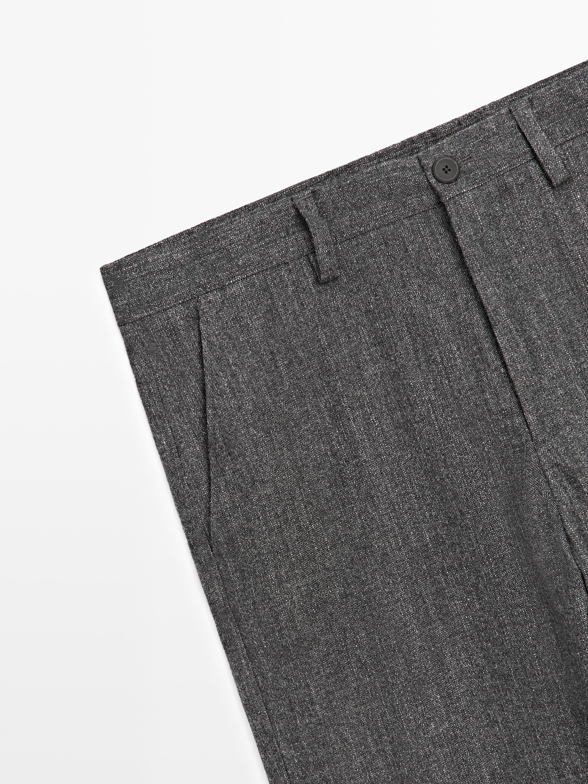 Straight-leg wool blend trousers